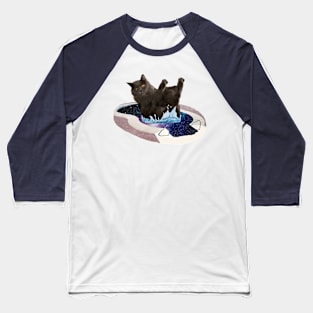 Kitty Does a Splash Baseball T-Shirt